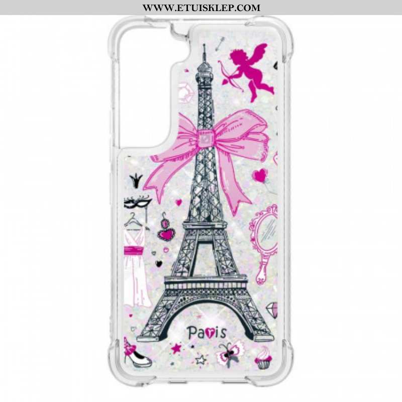 Etui do Samsung Galaxy S22 5G Cekiny Wieża Eiffla